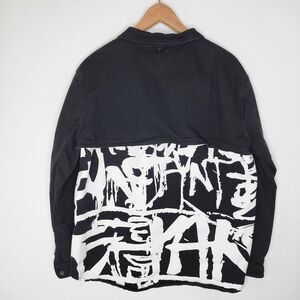 DFYNT Signature Hybrid Shirt Jacket Sz L Black White Graphic Streetwear Defyant